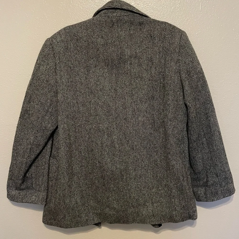 International Scene Blazer Women 7/8 Gray Tweed Vintage Pure New Wool Lines - Picture 8 of 8